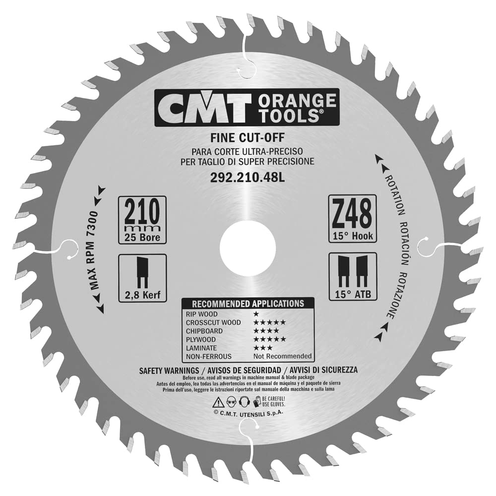 Lame CMT 210x2.8x25 Z48 idéale pour réussir des coupes sans éclats