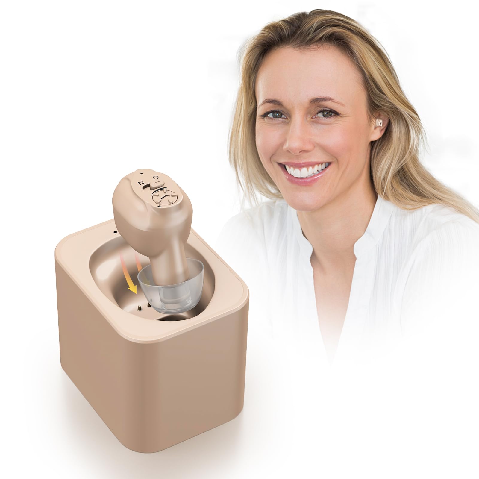Britzgo Nuovo dispositivo di cancellazione del rumore Compatto e portatile con custodia di ricarica (Beige)