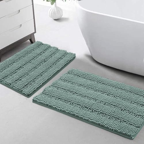 Miniatura 14 de Turquoize Tapetes de baño de felpilla, lanudos, antideslizantes, extrasuave y absorbente, 24 x 36 pulgadas, color marfil Marfil,Paloma,Salvia,Azul