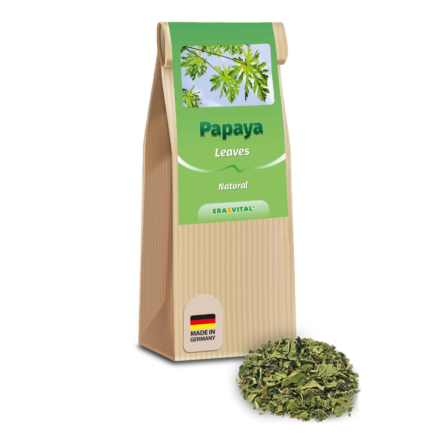 Papaya-Blätter und Papaya-Stängel luftgetrocknet und geschnitten ohne weitere Zusatzstoffe (500 g (1 er Pack))