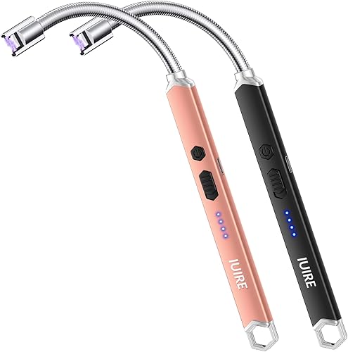 Miniatura 9 de IUIRE Encendedor de vela Encendedor eléctrico de arco recargable con cuello flexible (plata)