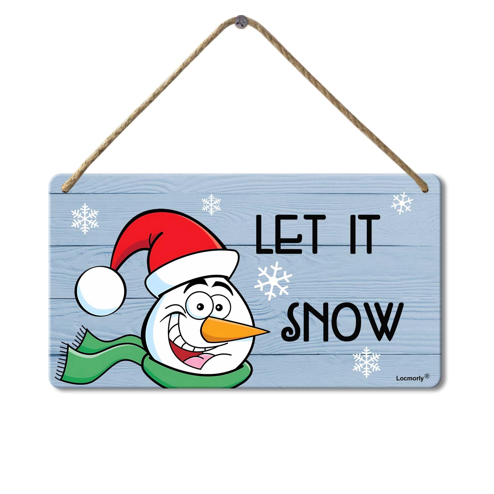 Wooden Sign Let It Snow Sign, 8x12 Inch, Rustic Plaque Seasonal Winter Christmas Holiday Decorations