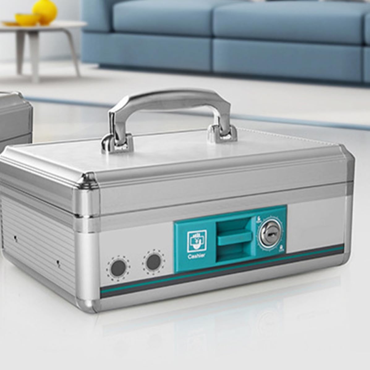 Cassa Soldi Portatile B298 in Lega di Alluminio Doppia Serratura