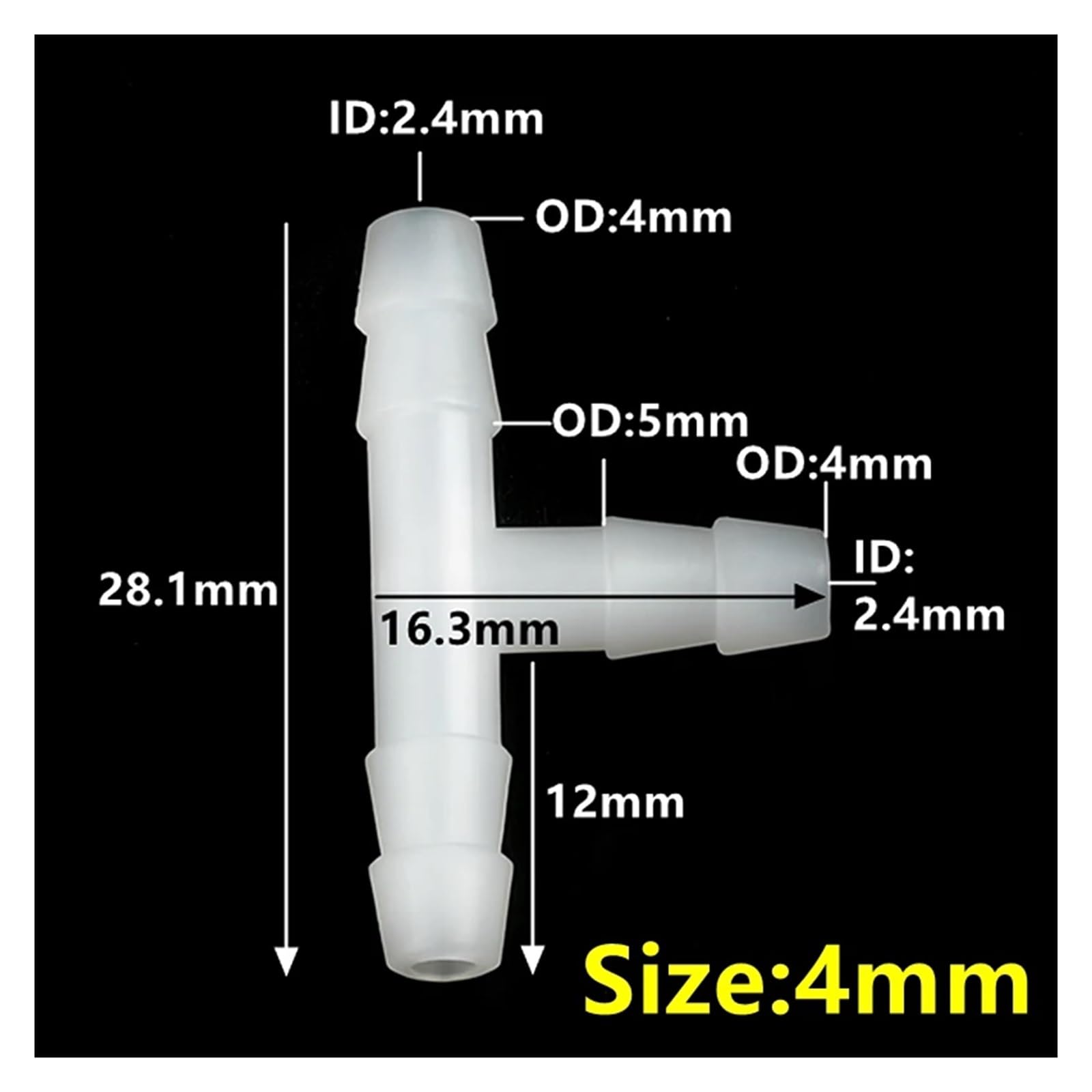 3~100PCS 4 26mm Weiß T-anschluss PE Pagode Schlauch Verbindungen Garten Bewässerung Kunststoff Zubehör Aquarium wasser Tank Adapter(4mm,100 pieces)