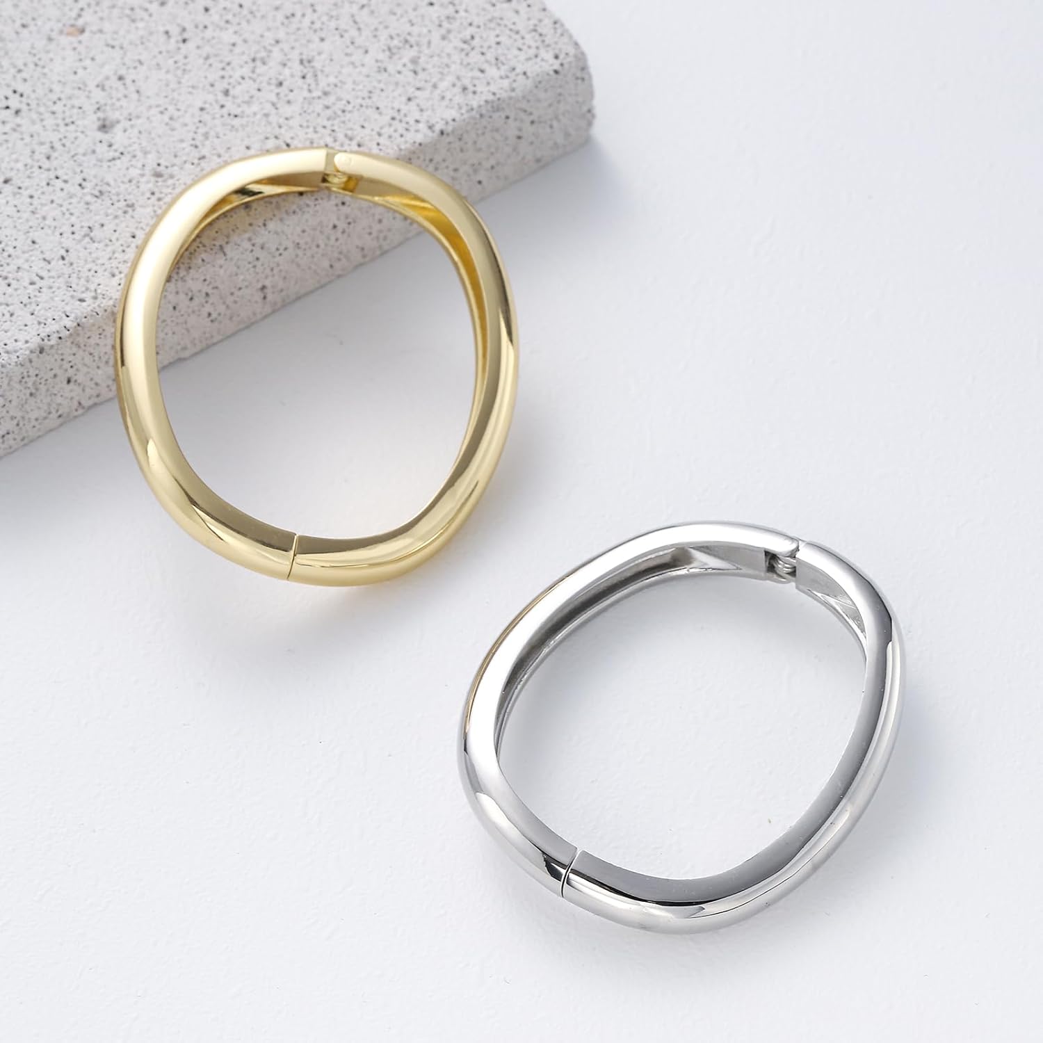 Bangle Bracelets for Women | 14K Gold Plated Trendy Wide Bracelets | Hinged Arm Cuff Bangles Chunky Bracelet for Women - Image 5