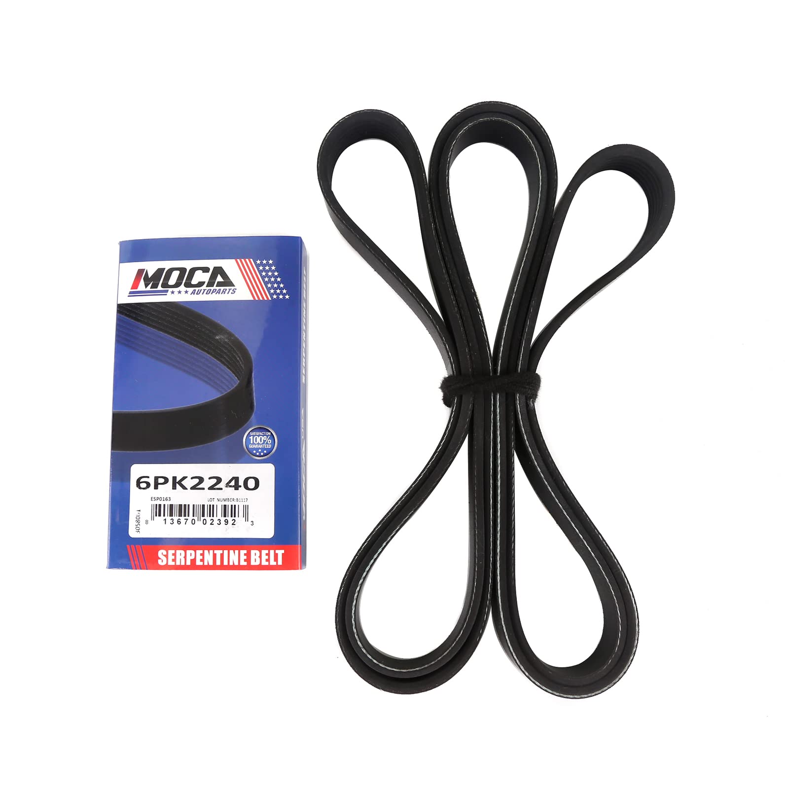 MOCA 6PK2240 EPDM Serpentine Belt Fit 10-11 for Dodge Nitro 3.7L & 04-06 for Chevrolet Malibu 3.5L & 03-09 for Lexus GX470 4.7L & 09-12 for Jeep Liberty 3.7L & 97-06 for Ford Ranger 3.0L