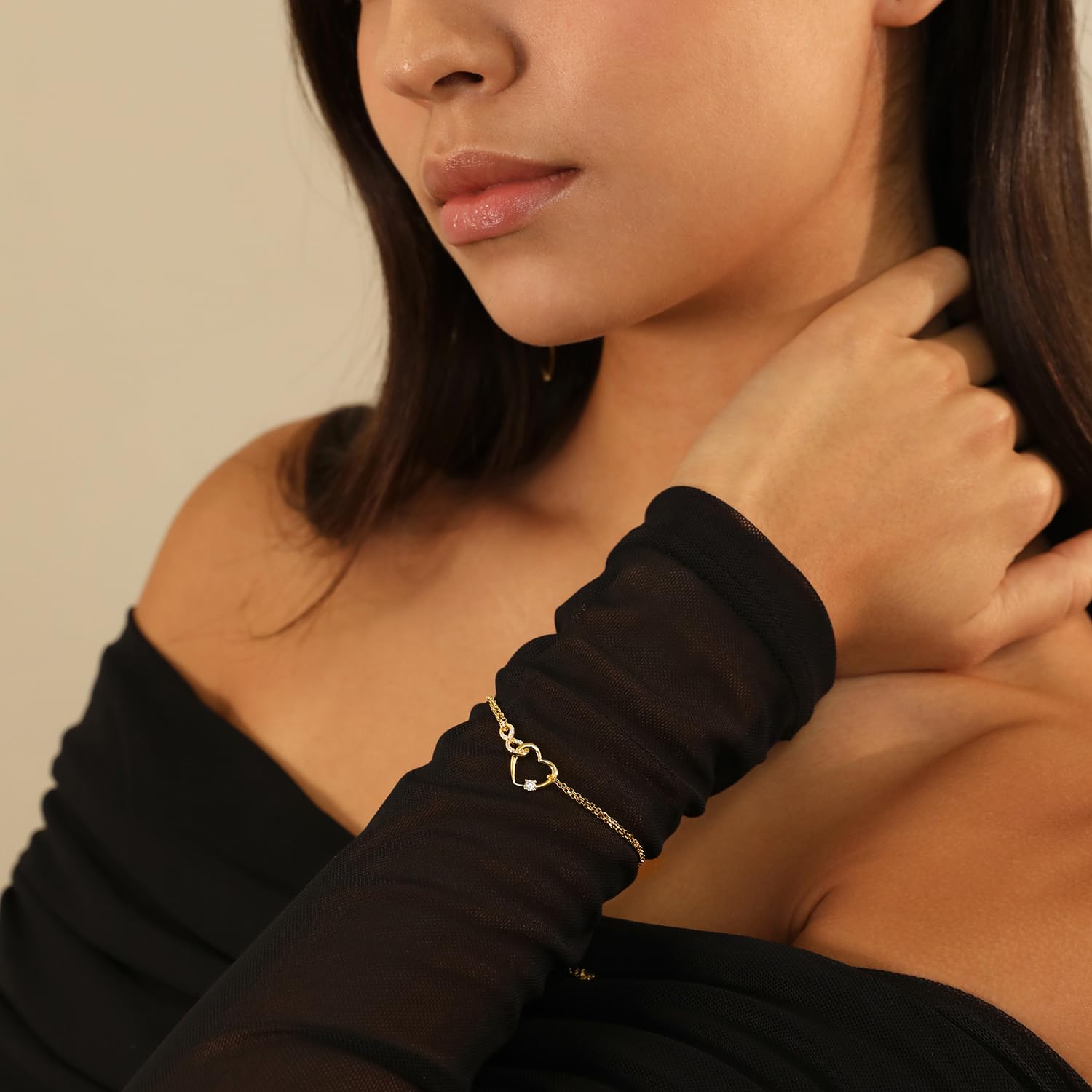 Meissa Bracelet pour femmes en forme de coeur Bracelet double couche en argent 925 plaqué or rose réglable Cadeaux d'anniversaire et de Noël pour femmes Maman Épouse Fille