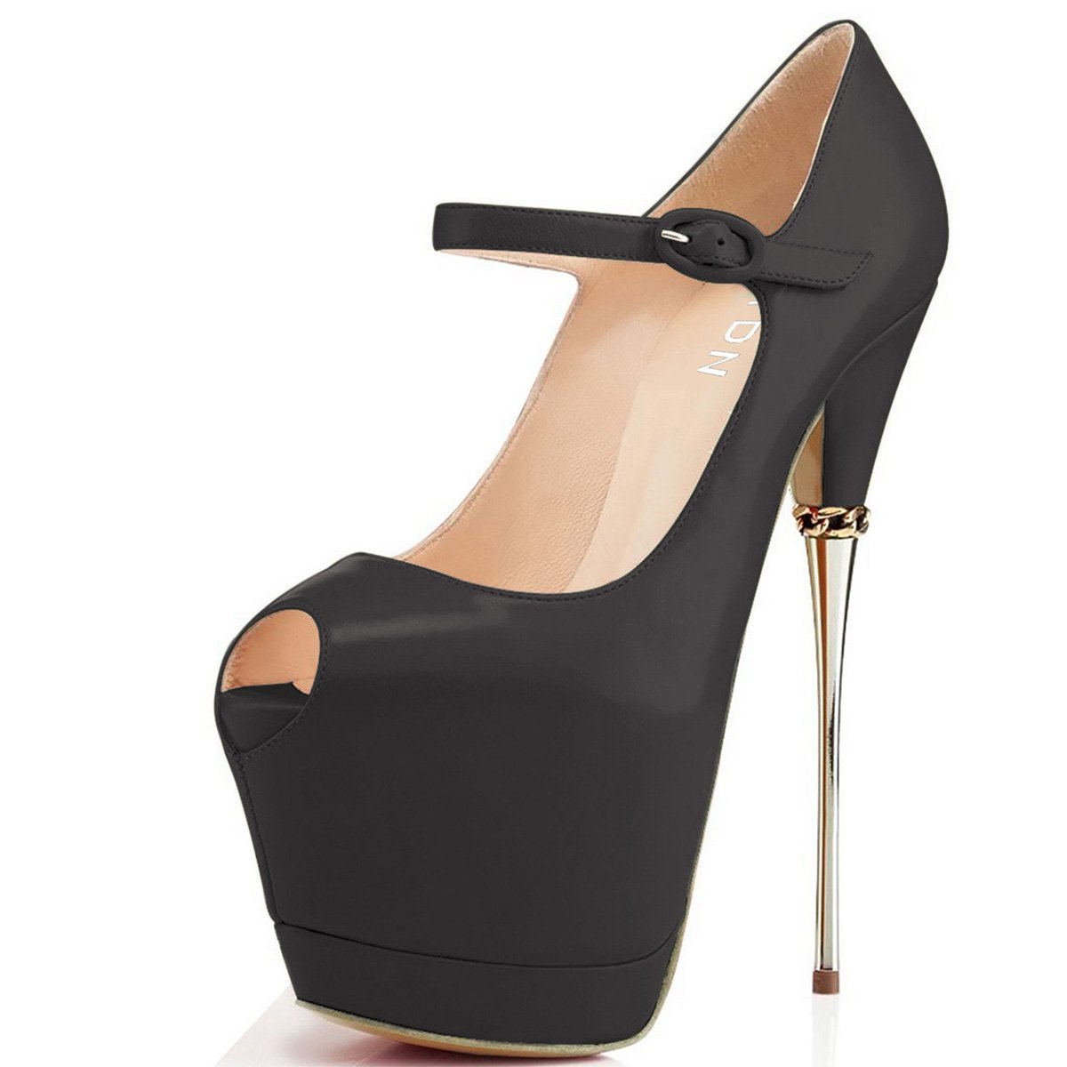 Women's Peep Toe Sky High Heels Platform Pumps Ankle Straps Shoes Metal Stilettos Size 4-15 US