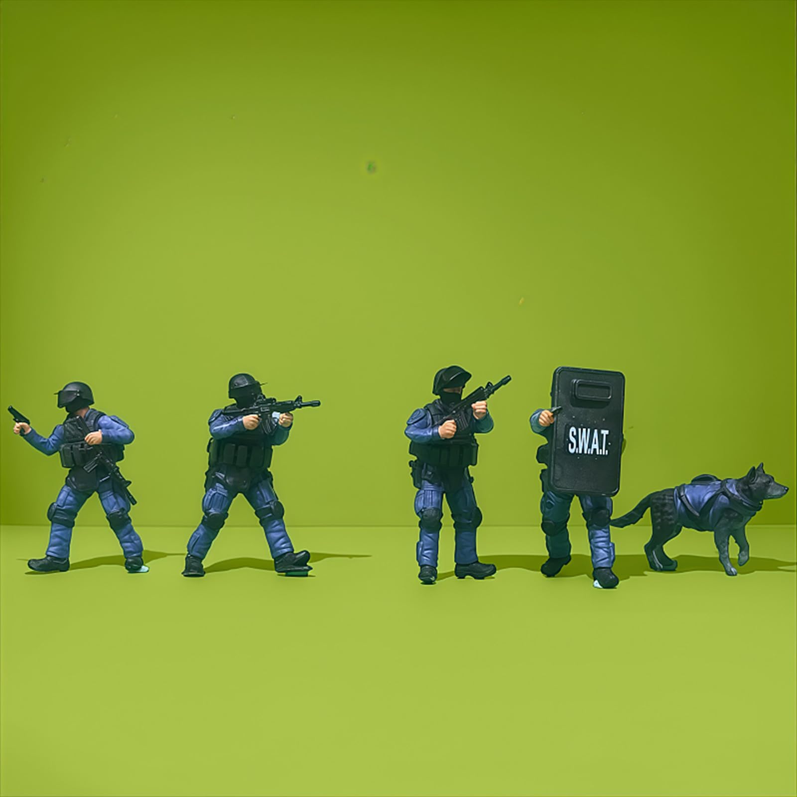 Soldatini Swat 1/64 Per Scenografie Diorami,Con Cane