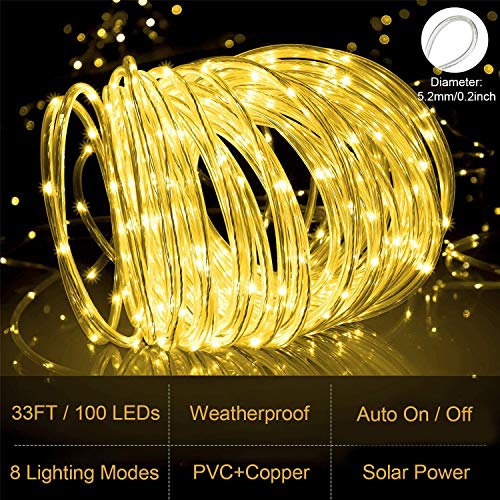 image for Afirst Solar String Lights Outdoor Waterproof Rope Light 8 Modes 100 L