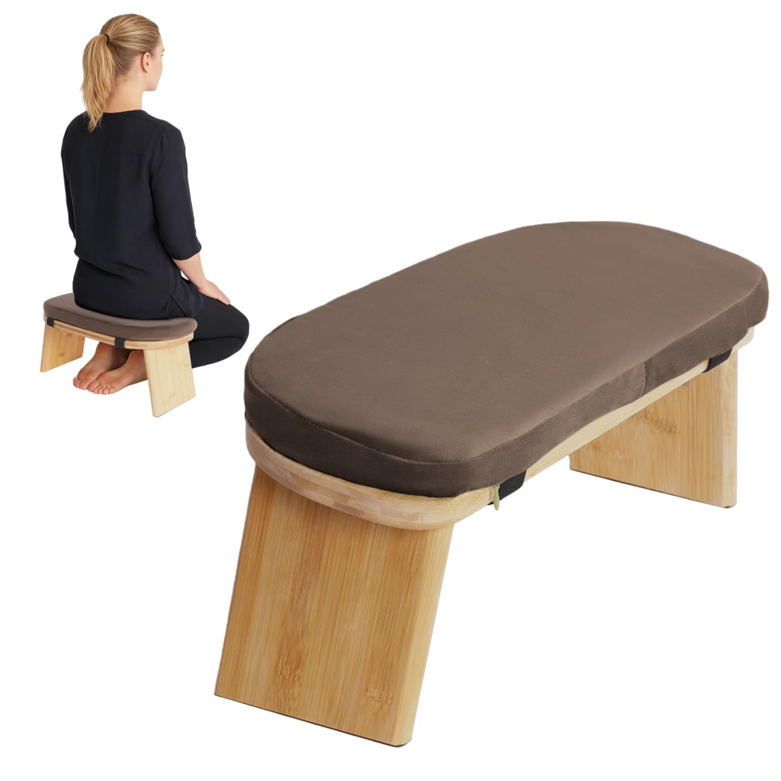 Banc de méditation pliable ergonomique avec assise rembourrée, tapis de méditation, chaise de méditation, chaise de yoga, tabouret avec capacité de charge de 180 kg et angle d'inclinaison vers