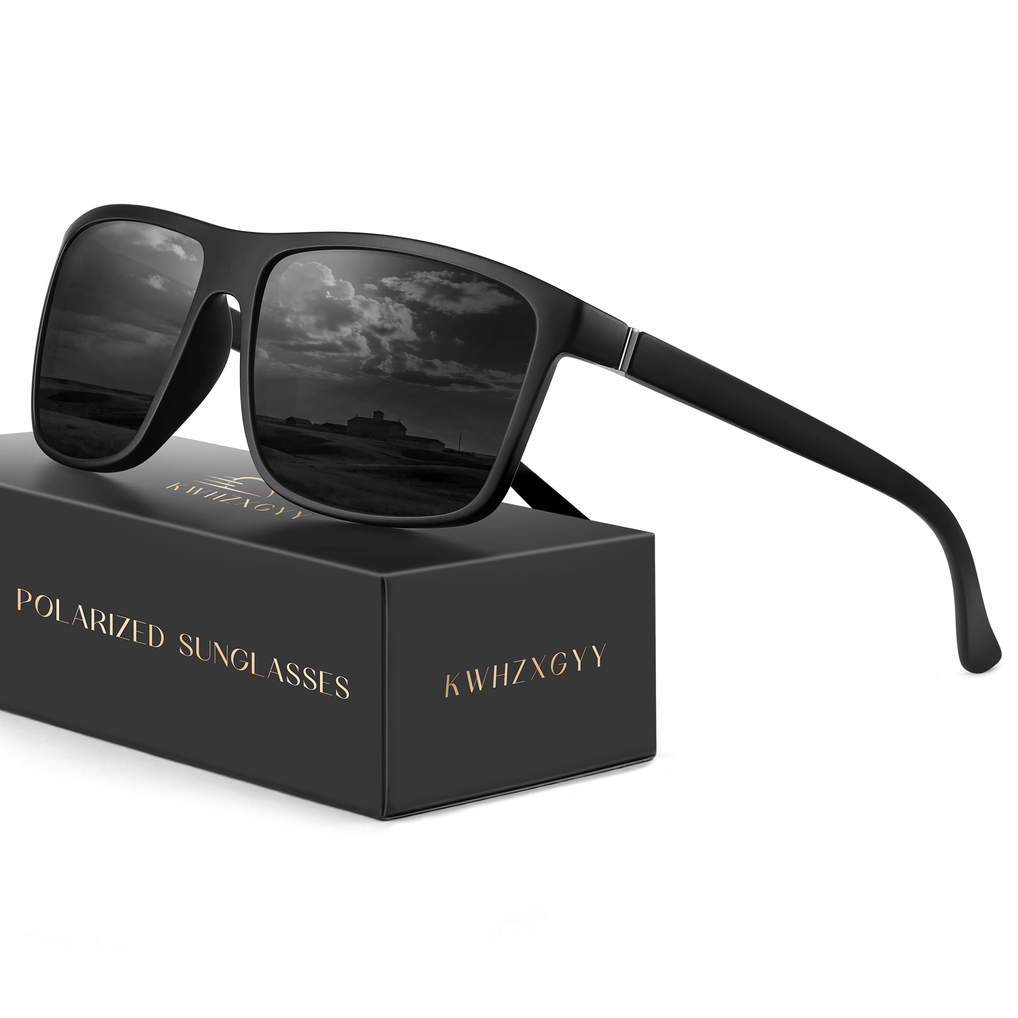 Sunglasses Men Polarized Sunglasses for Mens and Womens,Black Retro Sun Glasses Driving F…