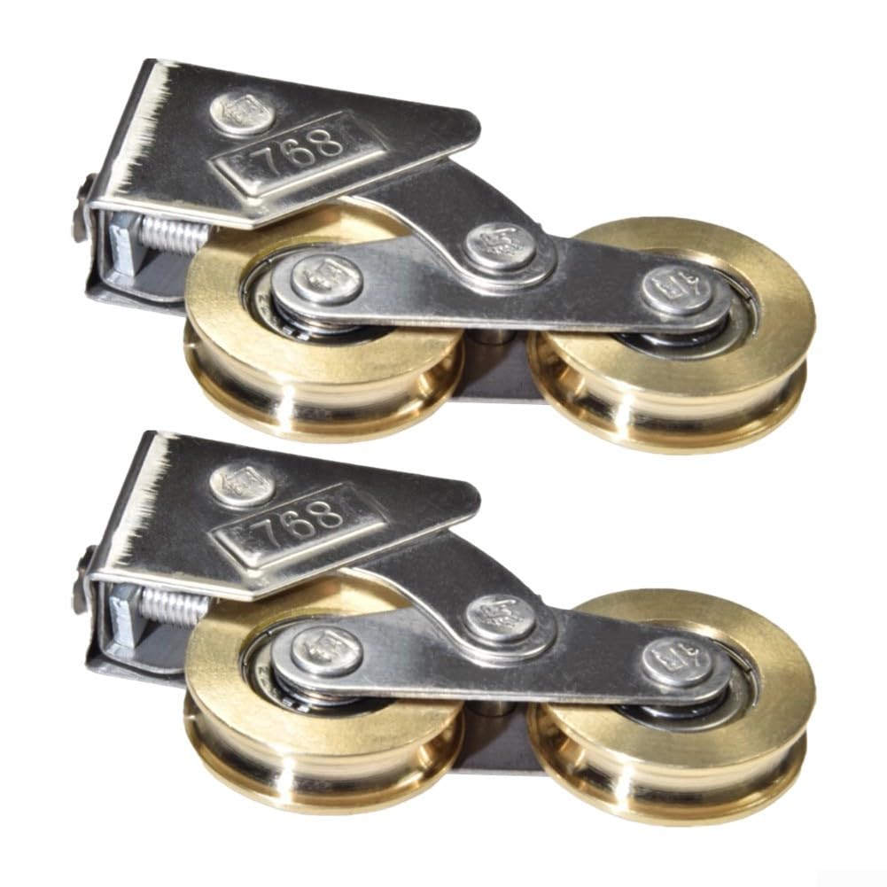 Sliding Door Roller and Roller Hardware with Brass Wheels and Stainless Steel Shell, Silent Heavy-Duty Pulley for Cabinets, Shower Doors, and Furniture, /2/3-Pack(2PCS)