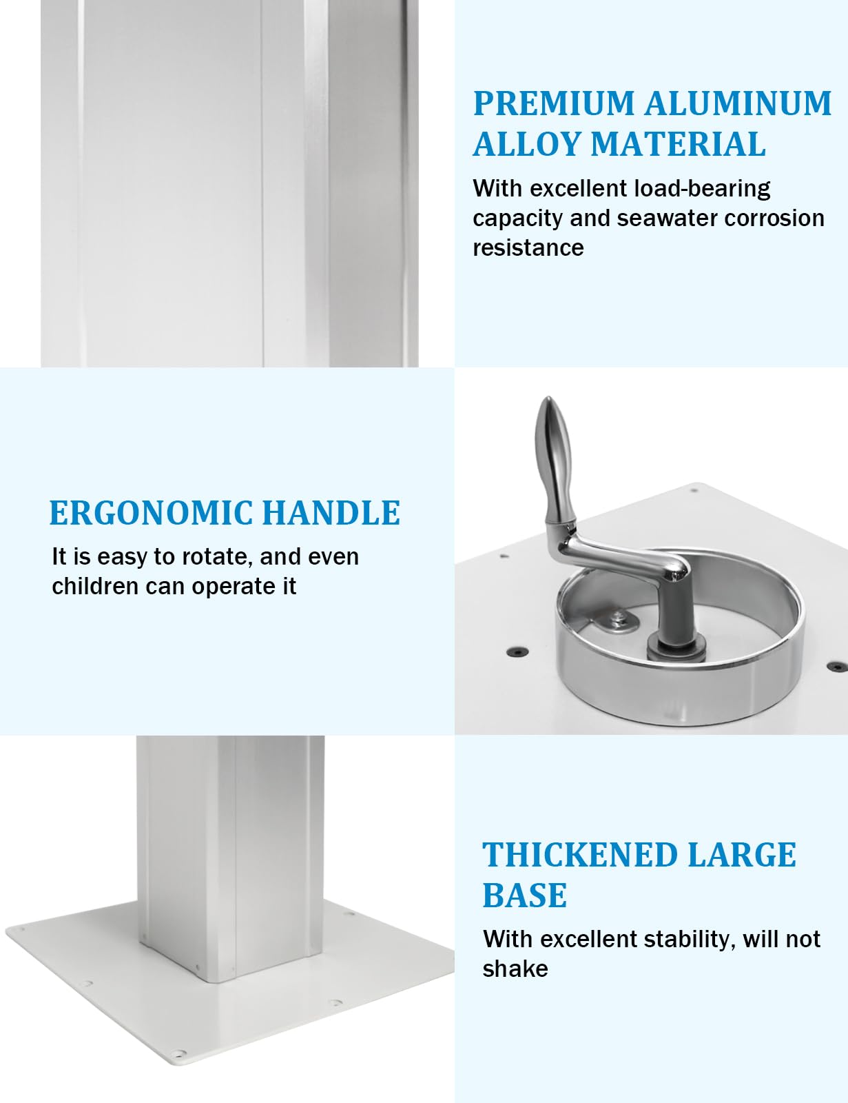 Mesa telescópica resistente para RV, pedestal de tatami ajustable, patas de mesa de yate de aluminio para RV, solo base de pedestal de mesa para autocaravana, soporte de base de mesa de 11-31