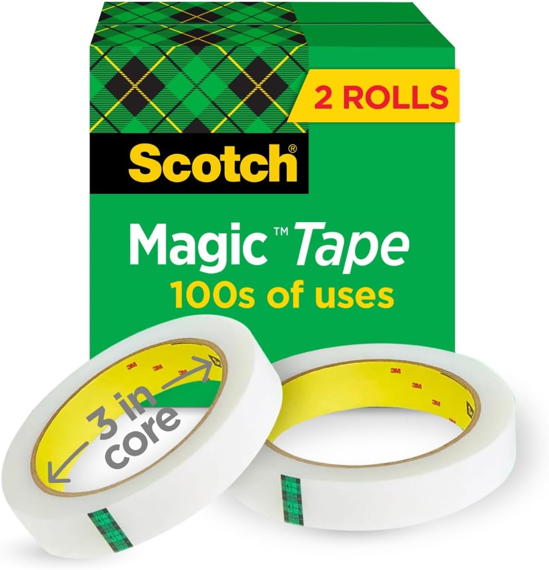 Scotch Magic Tape, Invisible, Home Office Supplies and Back to School Supplies for College and Classrooms, 2 Rolls