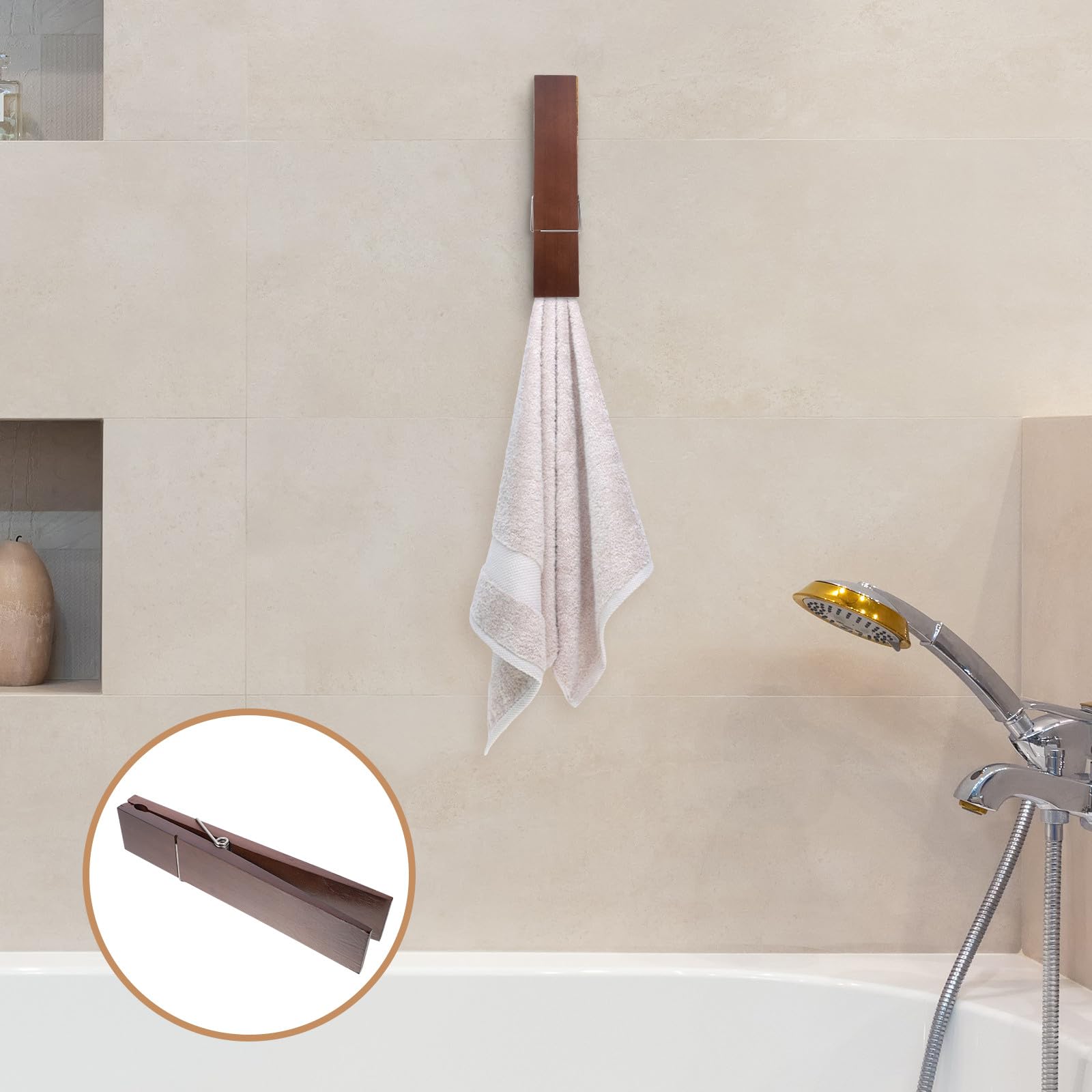 DOITOOL Mollettone Asciugamano Gigante in Materiale Sintetico Marrone, Clip Creativa per Asciugamani, Facile da Installare per Organizzazione Interna in Casa e Hotel