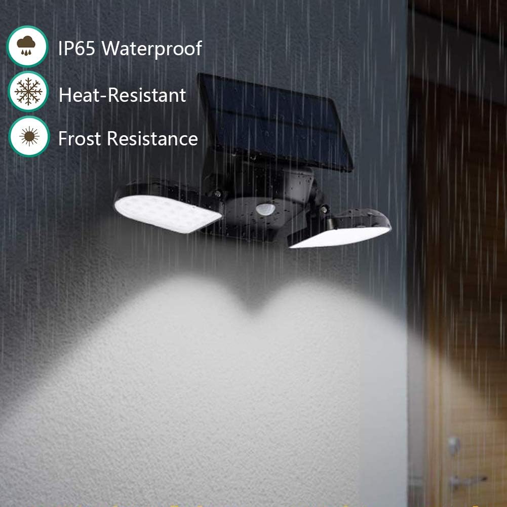 Fitybow Solar Lights Outdoor, Solar Security Lights with Motion Sensor 56 LED Solar Spotlight Lights Waterproof Solar Powered Wall Light Dual Head 360°Rotatable for Yard Garage Patio (2Pack)