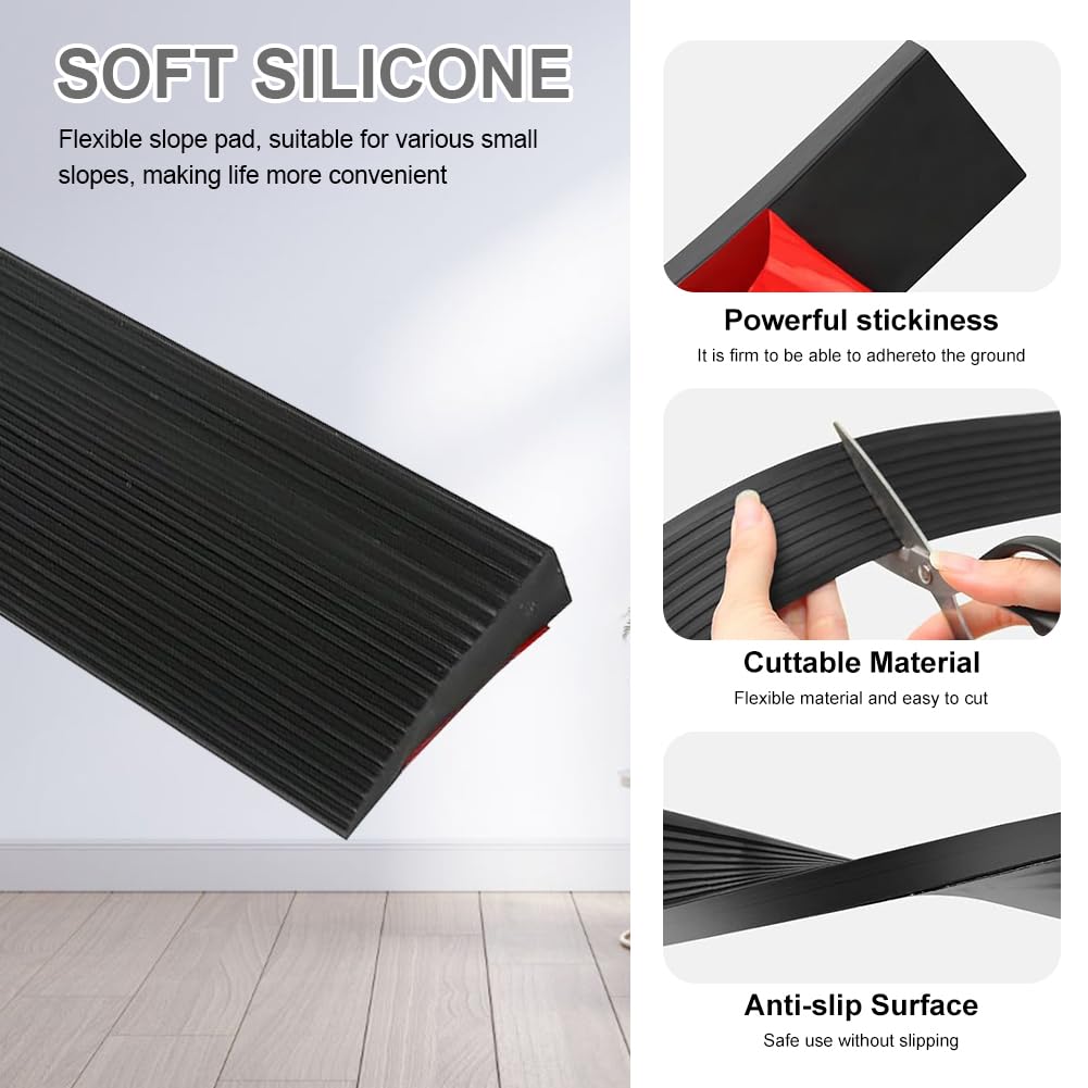 Rampa per soglia della porta, 900 x 80 x (10-30) mm, in gomma piena, antiscivolo, per sedia a rotelle (massiccio 90 x 8 cm, altezza 1,5 cm)