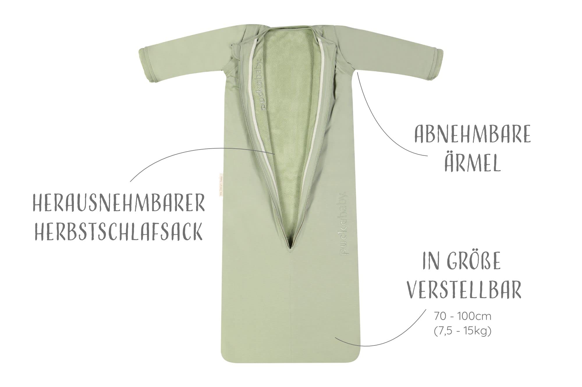 PUCKABABY - Baby/Kinderschlafsack 6 Monate-2,5 Jahre - Bag 4 Seasons - Ganzes Jahr - 0.25-2.5 TOG - Baumwolle und Teddy Stoff