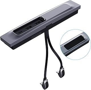 USB Hub Docking Station Compatible with Tesla Model 3 Model Y 2021 2022, Smart Center Console Slide Cover, Charger Adapter, Splitter Extension Accessories with PD Fast Charge Port and Automatic Light