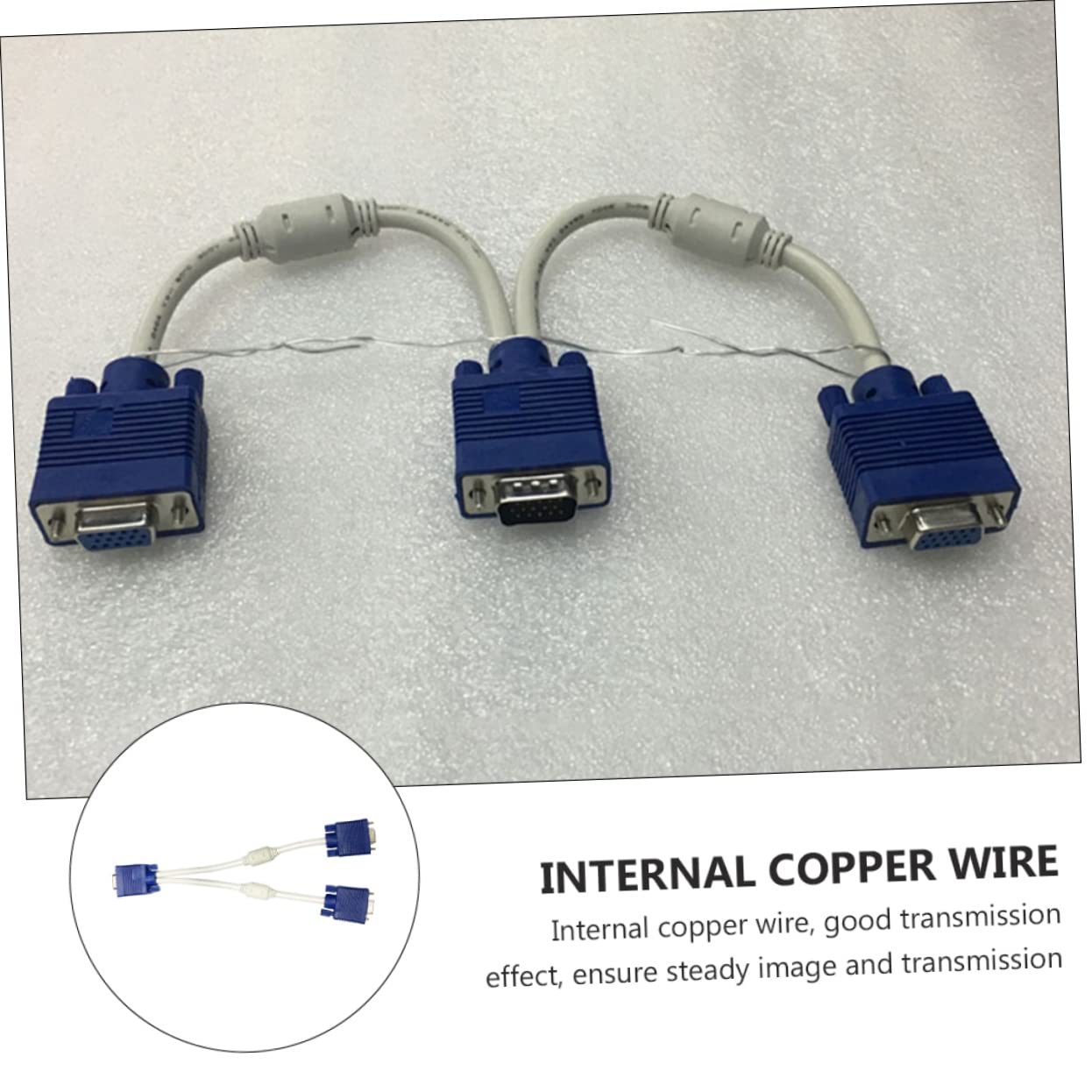 BRIGHTFUFU Video Cable 2 in 1 Adapter 15-pin Male to Dual Female Video Splitter for Monitor 1 Ft Length