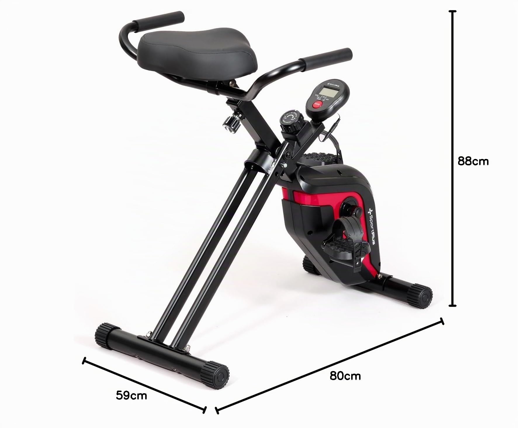 SportPlus vélo d'exercice pliable, en option avec compatibilité application et dossier, mesure de pouls, programmes d'entraînement, de 8 à 24 niveaux de résistance, silencieux et sans entretien