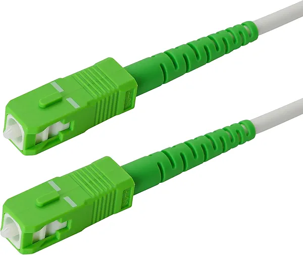 SpeedyFiberTX 1-Pack 5 Meter SC/A to SC/A Armored Fiber Patch Cable, Premium SC/A Connector (≤ 0.15dB), Corning Singlemode G657A2 Fiber, 3.0mm White Simplex LSZH UV-Proof Indoor/Outdoor Cable Jacket
