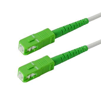SpeedyFiberTX 1-Pack 100 Feet SC/A to SC/A Armored Fiber Patch Cable, Premium SC/A Connector  0.15dB, Corning Singlemode G657A2 Fiber, 3.0mm White Simplex LSZH UV-Proof Indoor/Outdoor Cable Jacket