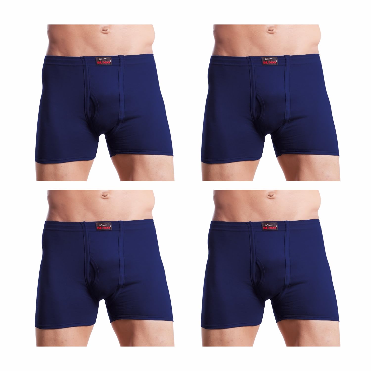 Trunks for Men's Long Cotton Underwear, Breathable Stretchable Underwear with Extra Leg Coverage, Comfortable Supportive Fit for Gym, Sports & Daily Use, Pack of 4