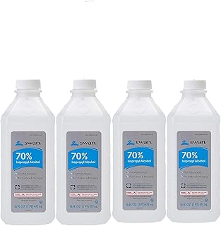 70% Isopropyl Rubbing Alcohol, 16 oz (4 Pack) – First Aid Antiseptic for Wound Care, Tattoo & Piercing Aftercare, Nail Salon & Medical Disinfectant Cleaner