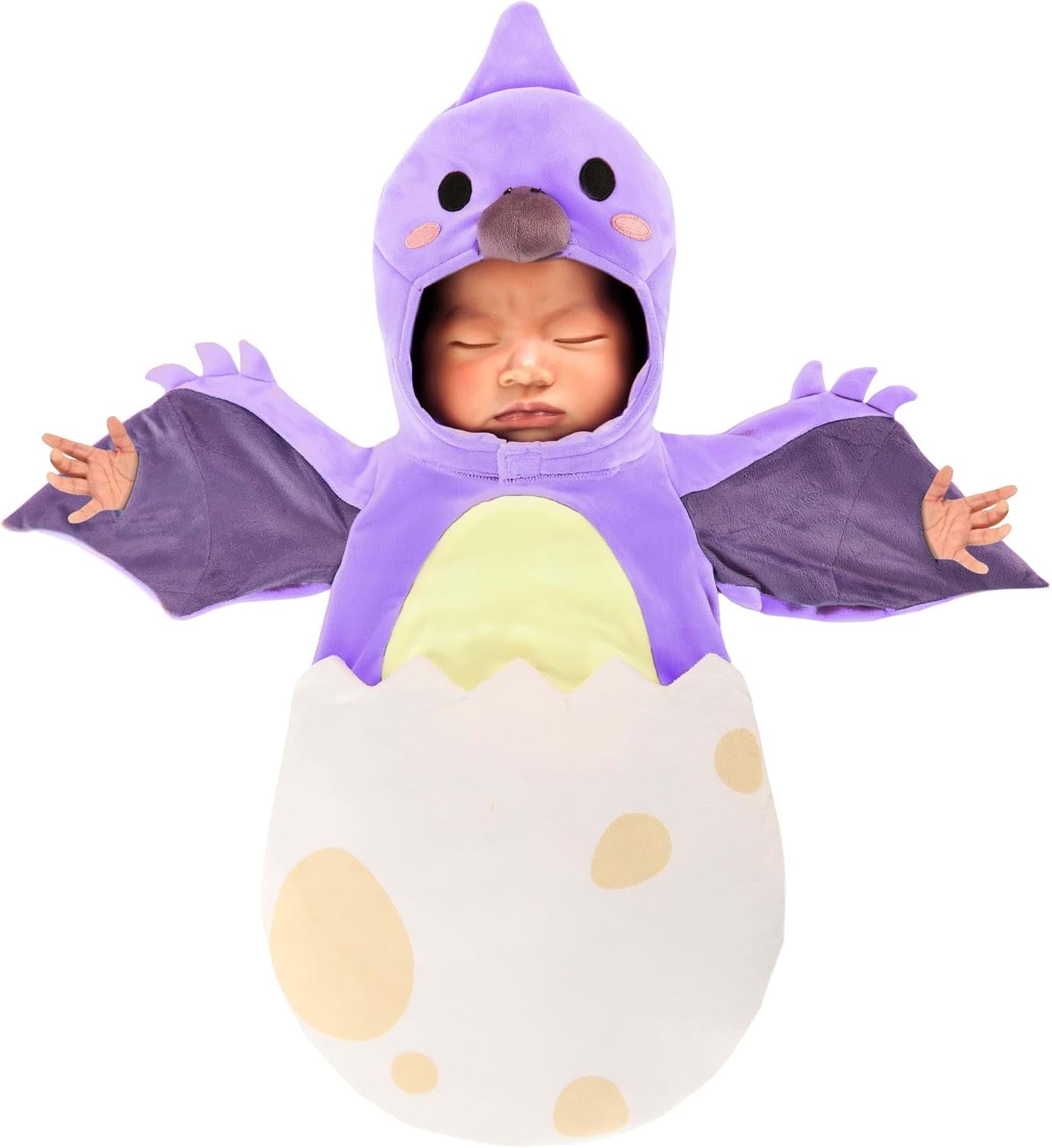 Infant Tiny Pterodactyl Dino Costume | Dinosaur Bunting Outfit with Hood for Halloween or Baby Photo Shoots