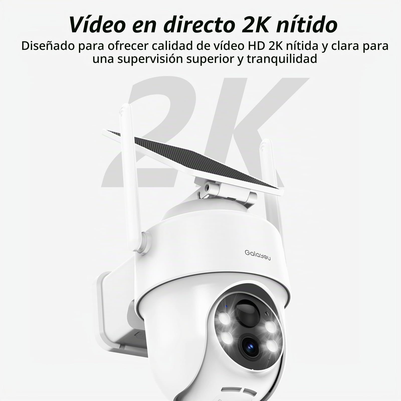 GALAYOU Cámara Vigilancia Exterior Solar con Batería - 2K Cámara sin Cable con Visión Nocturna en Color, 2.4GHz WLAN, Sensor de Movimiento PIR, Audio Bidireccional, Compatible con Alexa, R1 (2)