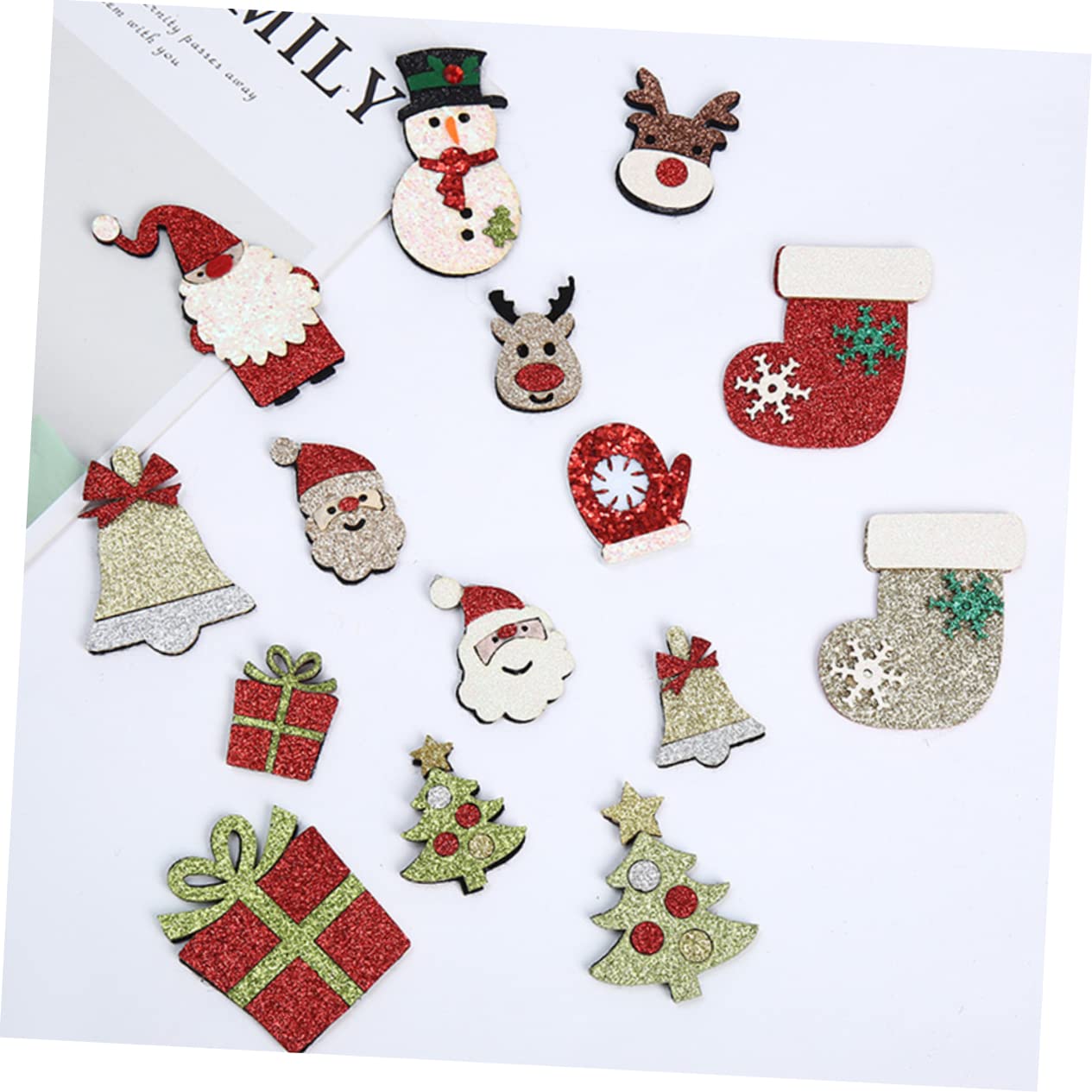 90pièces Patches Appliqués Décoratifs De Noël Accessoires De Décoration Émoticône Pour Vêtements Et Artisanat