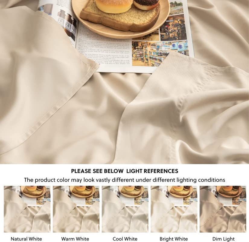 Image of Bed Sheet Queen Size Cotton - Pure Egyptian Cotton Queen Size BedSheet with Pillow Cover - Solid Taupe 600 Thread Count - Stain Resistant, Skin Friendly, Organic Cotton BedSheet
