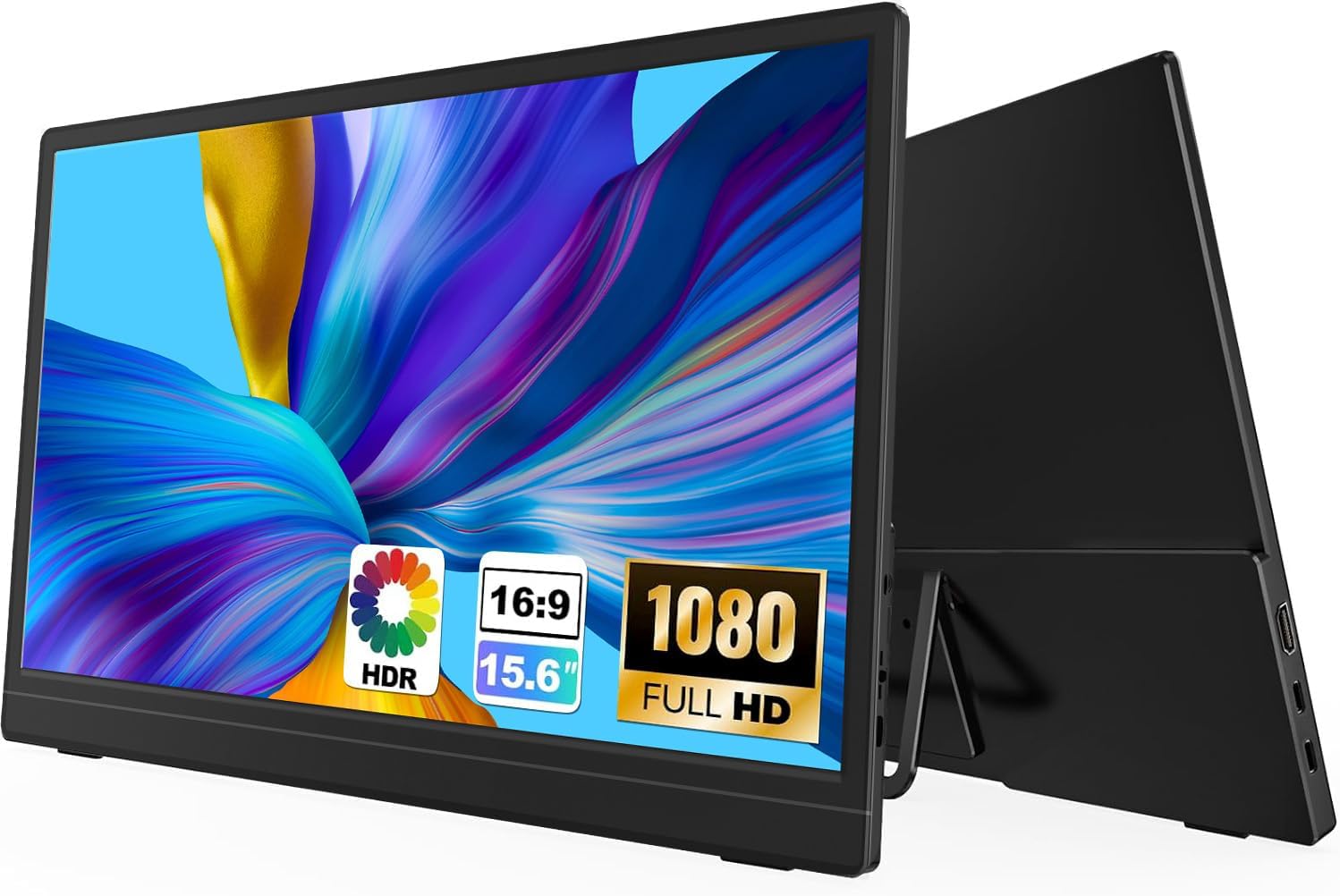 Youyu 15.6'' Portable Monitor, FHD 1080P Laptop Monitor USB C HDMI Computer Display HDR Eye Care External Screen w/Smart Cover for PC Mac Phone Xbox PS5 Switch