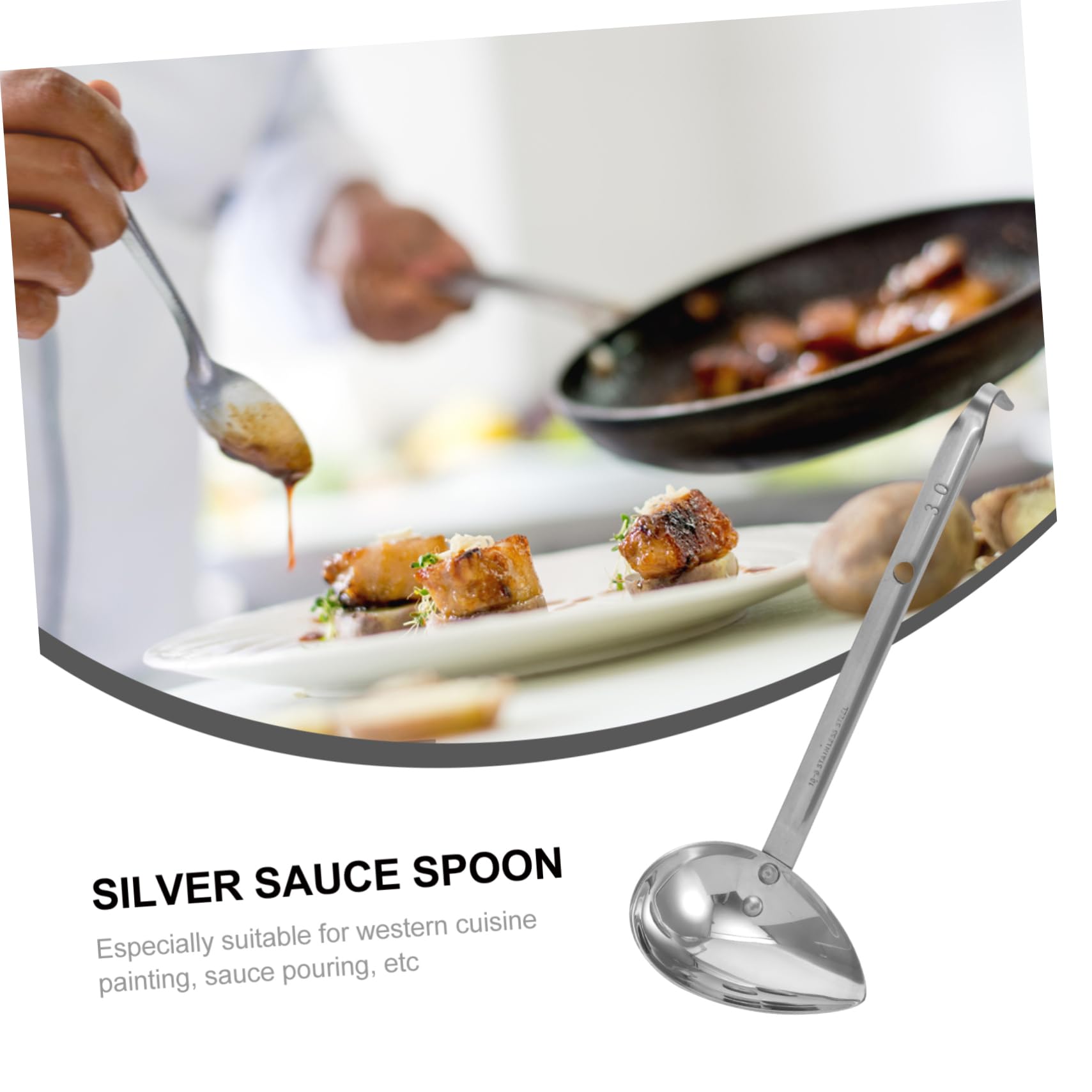 OUNONA 3piezas Cuchara De Salsa Inoxidable Para Decoración De y Salsas Cocina Utensilio De Mesa Resistente y Elegante