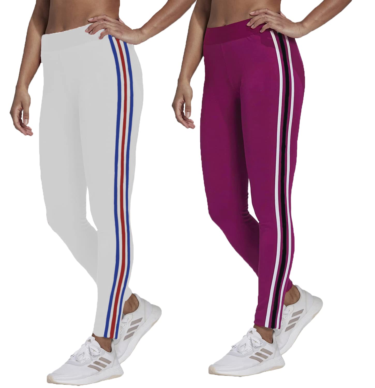 brand flex Gym wear Leggings Free Size Combo Workout Trousers | Stretchable Striped Jeggings | Yoga Track Pants for Girls & Women (Free Size 28-34 inch Waist)(2 Pack)-picture-46