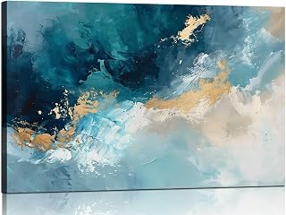 JNMDART Blue Abstract Ocean Seascape Canvas Wall Art 36x24 - Modern Beach Print for Living Room, Bedroom, Bathroom Decor