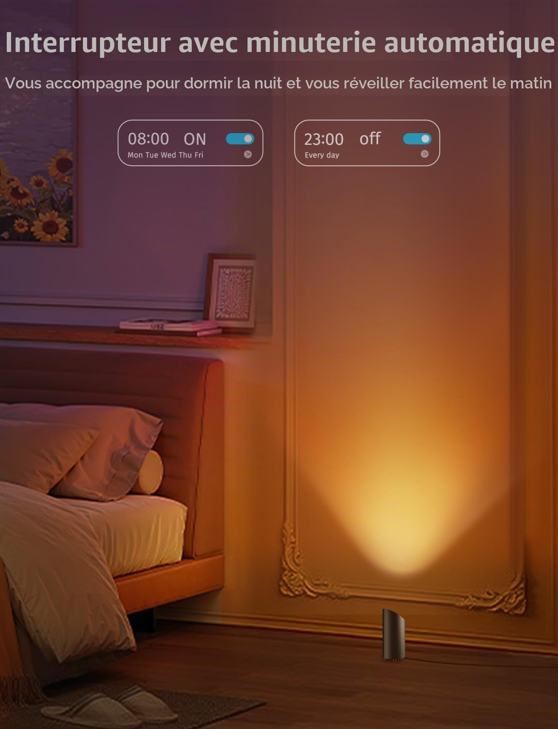 GeyouLux 5W RGBW LED Uplight Dimmable Lampadaire Avec Télécommande, Noir