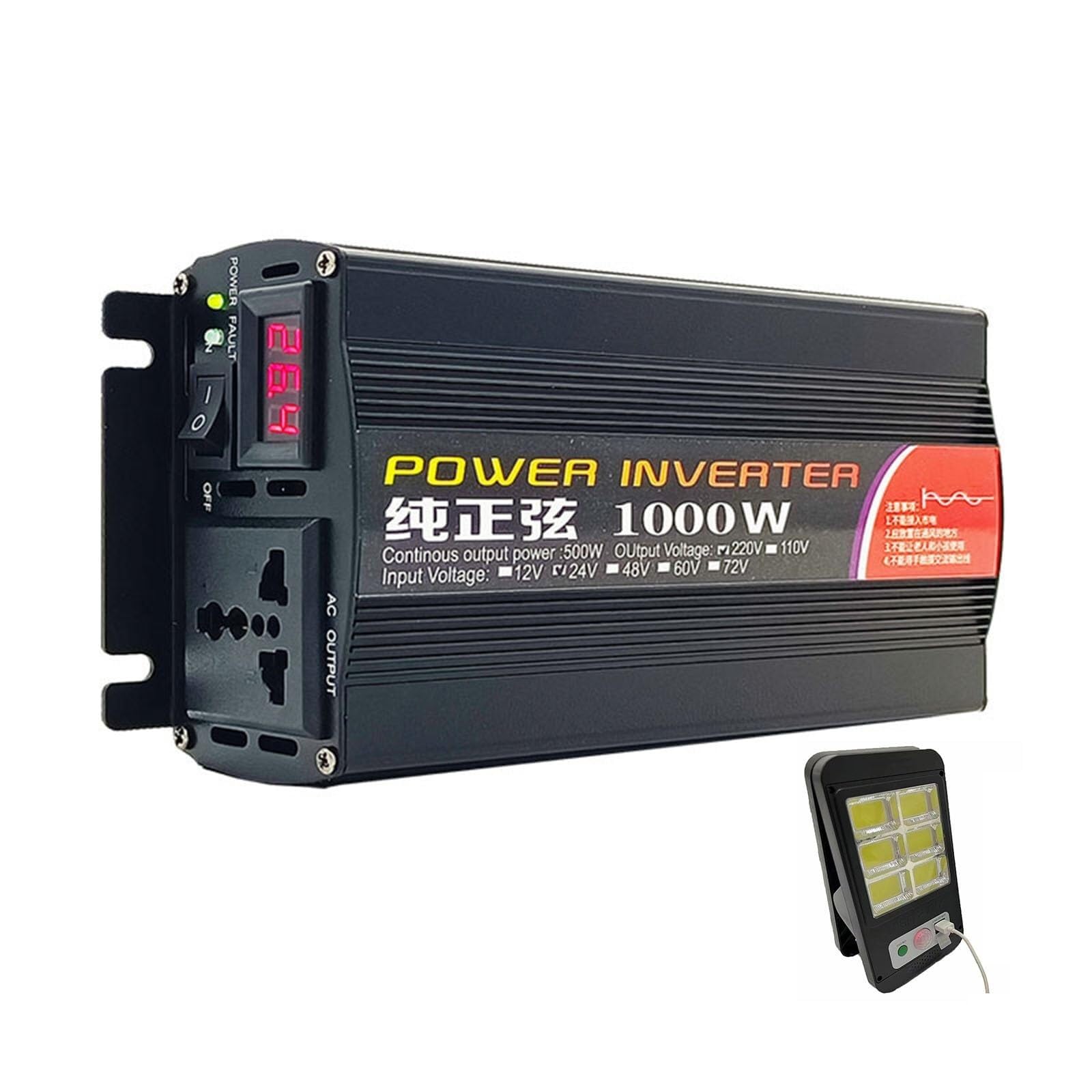 NVSFZGIYG 1000W/2000W/3000W Pure Sine Wave Inverter DC 12v 24v 48v 60v to AC 220v Home Smart Converter Car(1000W,12v-220v)