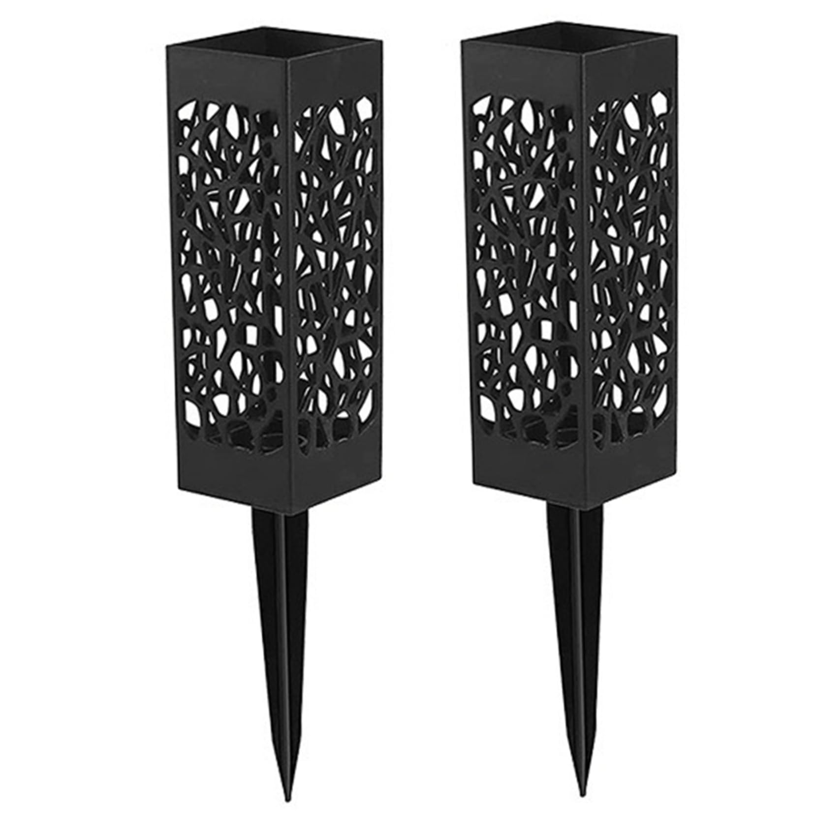 Grave Flower Holders 2 Pcs 11.4 Inch Memorial Vases With Long Spike - Black Plastic Cemetery Vases With Drainage Holes for Graves and Garden