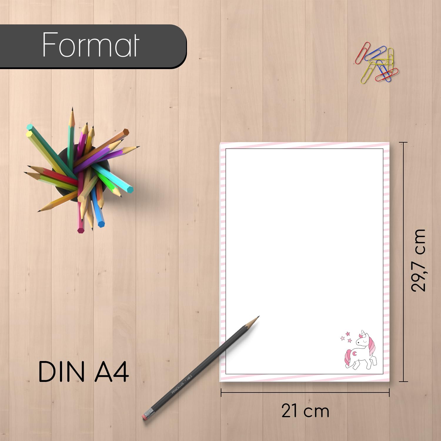 Filly Pferde Schreibblock A5 – Liniert, Mit Einhorn-Motiven, Rosa, Für Mädchen, Schule & Kreativität