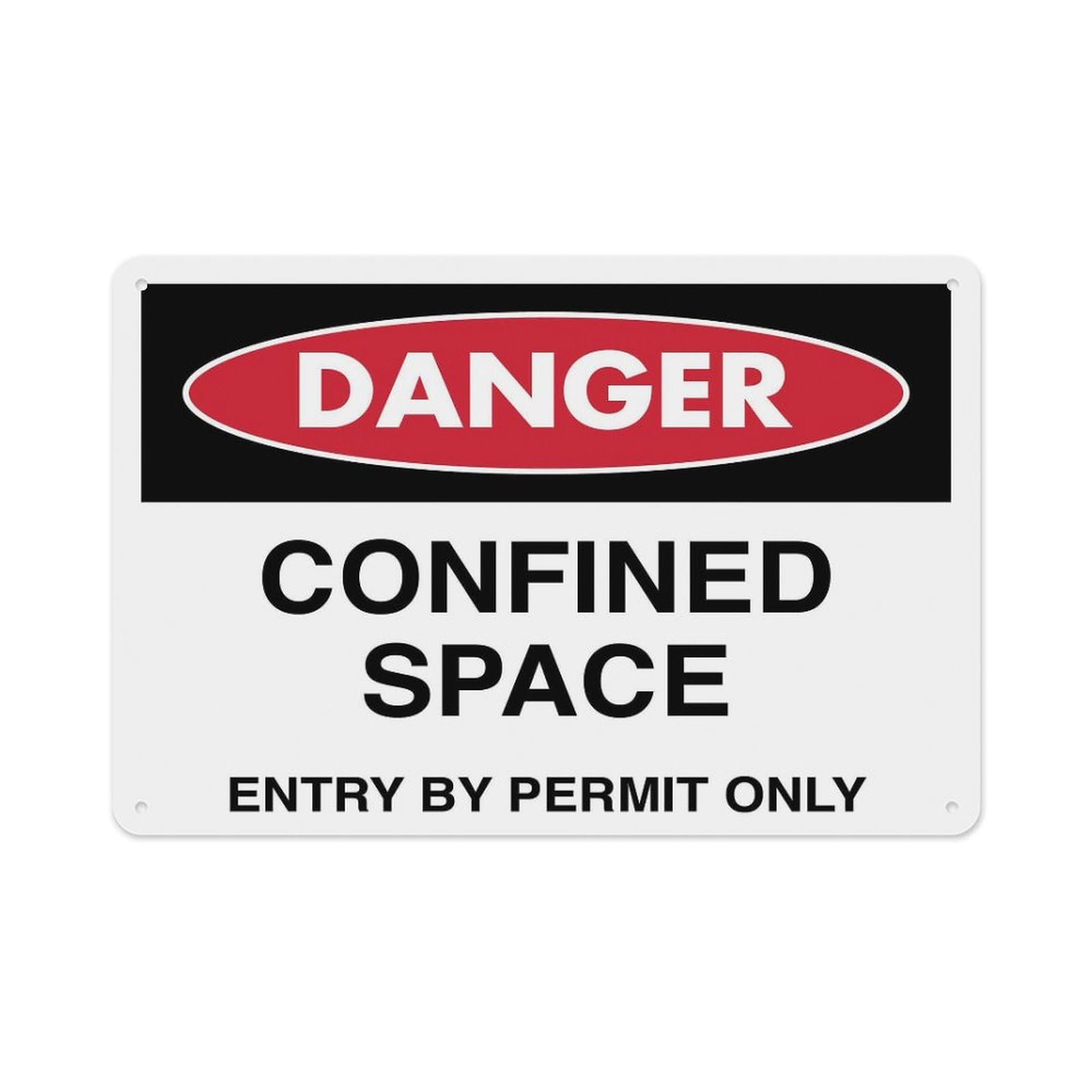 Peiyeety A01 Danger Confined Space Entry By Permit Only Sign Aluminum Tin Warning Signs For Home Outdoor Garden 8X12 Inches