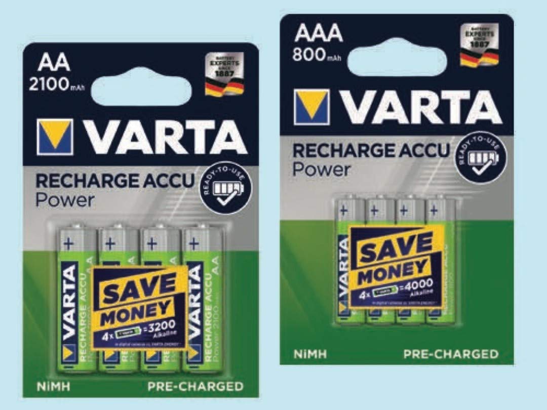 Varta Nimh Rechargeable AA Batteries 2100 mAh Pack of 4 56706101404