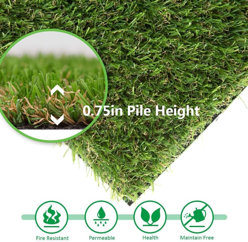 Miniatura 2 de Petgrow  Alfombra de césped artificial sintético de 0.8 pulgadas de altura para interiores y exteriores, alfombra de césped artificial para jardín,