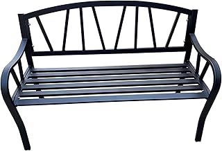 Banco de jardim ao ar livre, banco de pátio Banco de parque ao ar livre, bancos de pátio Bancos de terraço de jardim de parque, assento de banco de ferro de parque externo de 2 lugares com apoios de