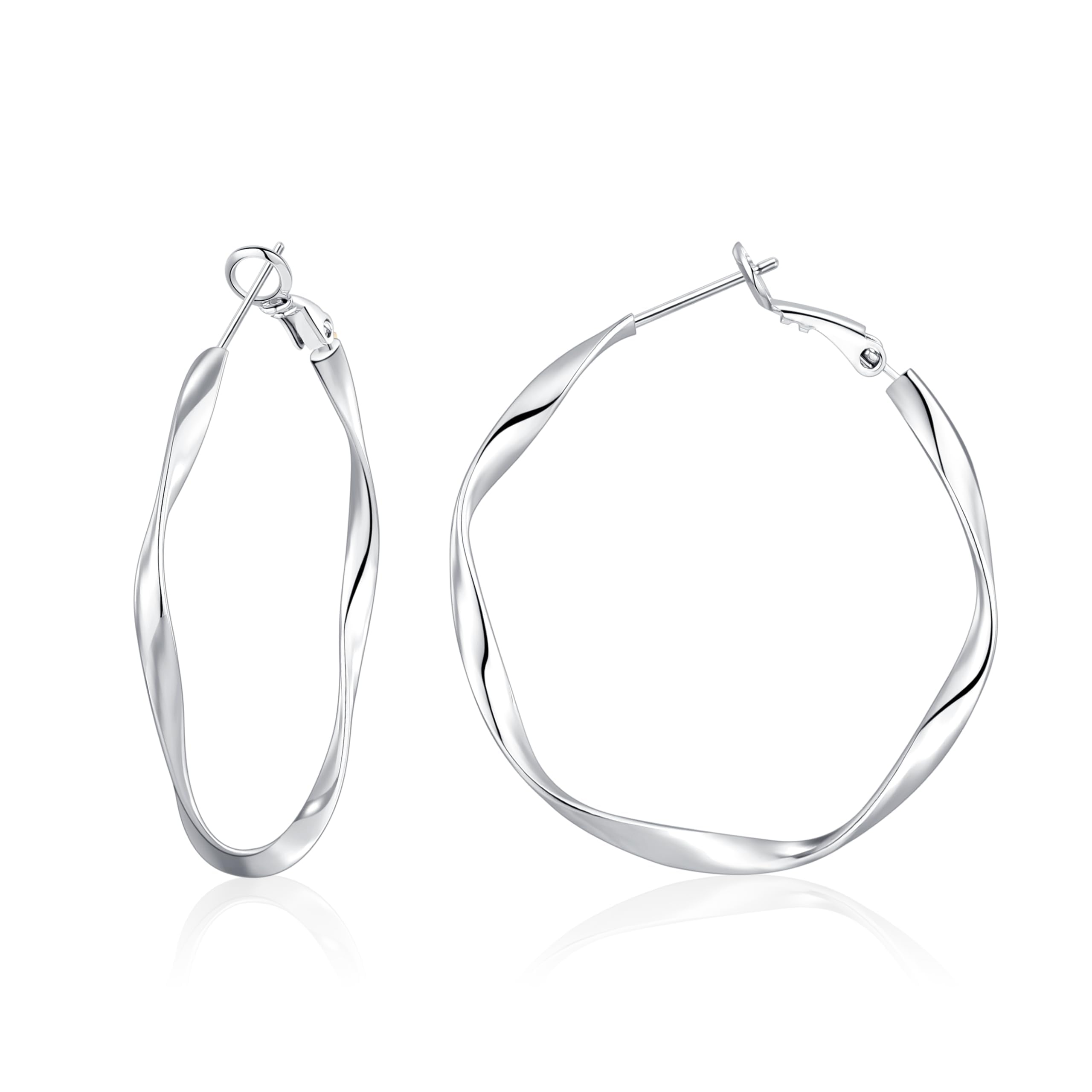BMMYE Gold-Creolen Für Damen, 925 Sterling Silber,Leichte Hypoallergene Creolen Aus Sterlingsilber Für Frauen 30MM 40MM 50MM 60MM
