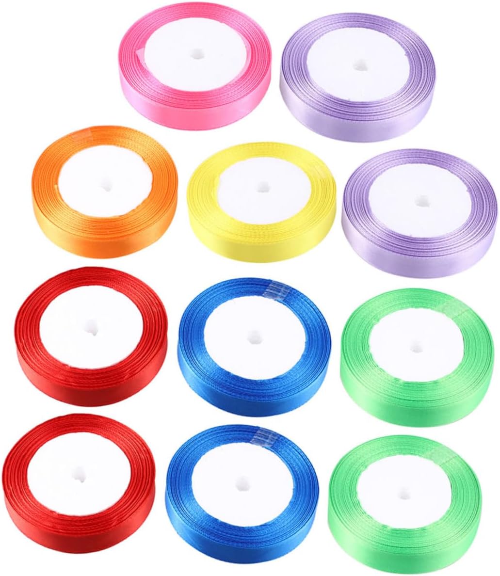 15roll Satin Ribbon for Gift Wrapping and Craft Projects Solid Color Decorative Ribbons for DIY Bows Party Decorations and Holiday Celebrations