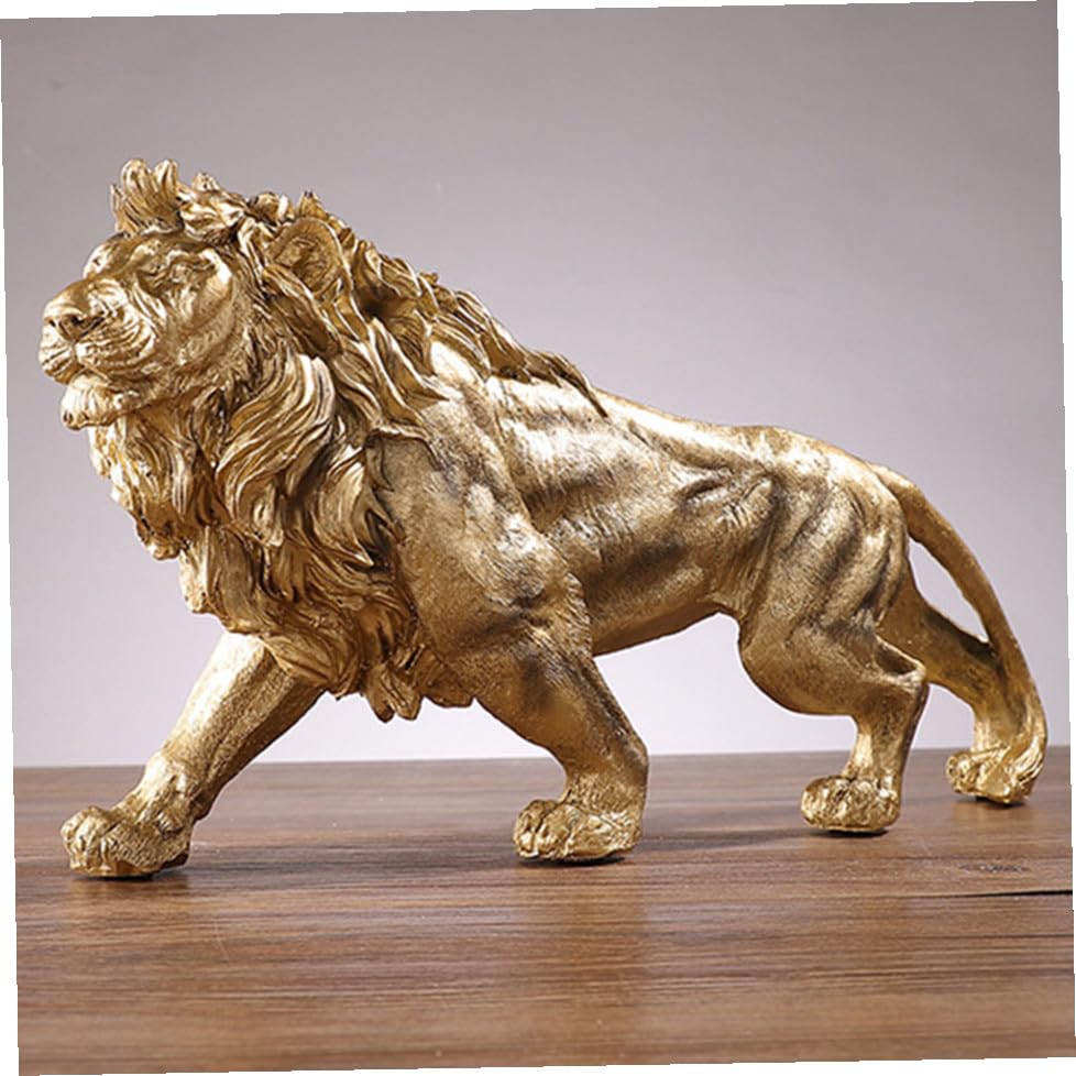Statue de lionceau résine incassable dorée pour étagère - 5