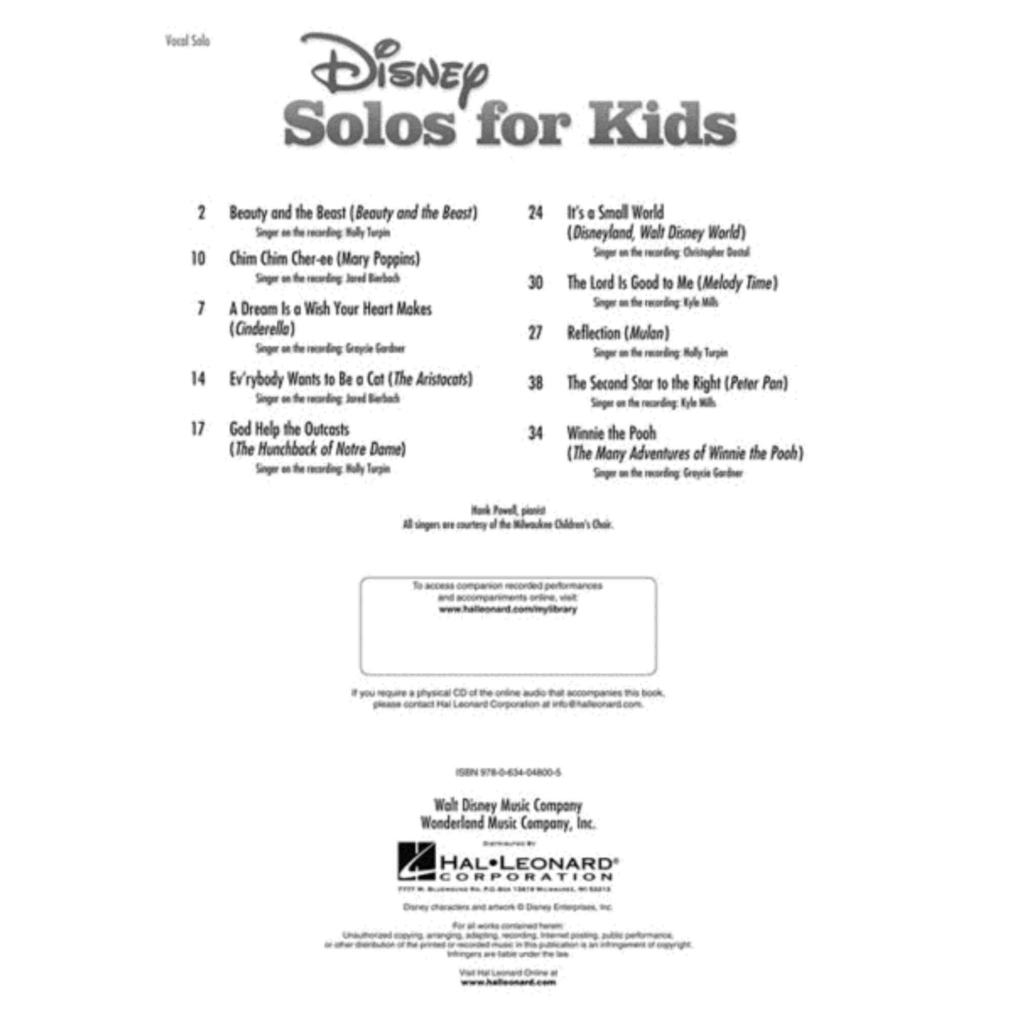 Disney Solos for Kids (Vocal Collection) with online audio - Image 2